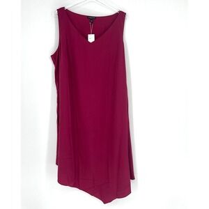 Eileen Fisher Dress Womens 2X MAgenta Tencel Tank Asymmetrical Lagenlook Bateau
